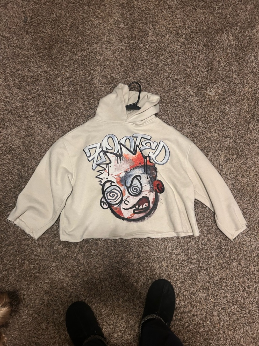 ZOOTED Hoodie with front and back graphics - Cream